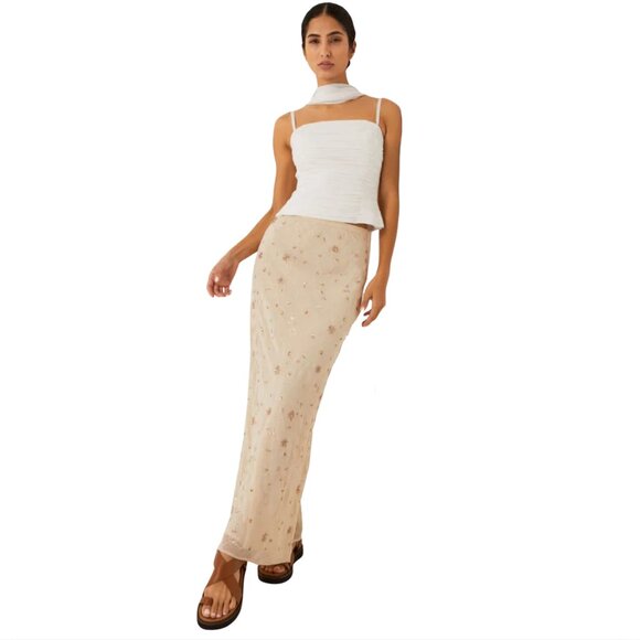 352. MONSOON India Edit Celestine Embellished Maxi Skirt Yellow $148 NWT Sz 4 - Picture 3 of 4